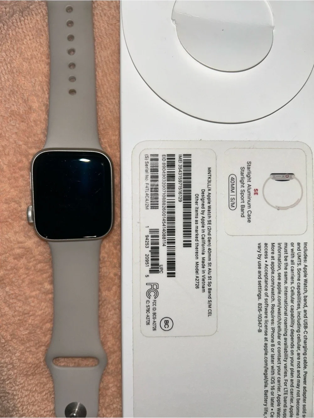 Apple Watch with Starlight/Sand Sport Band